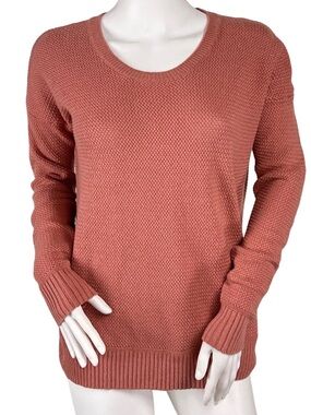 Madewell High Low Waffle Knit Crewneck Sweater in Dusty Terracotta - S